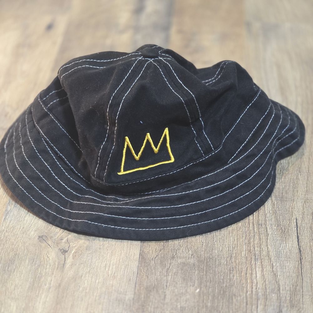 Jean-Michel Cotton On Black Bucket Hat with Yellow Embroidery